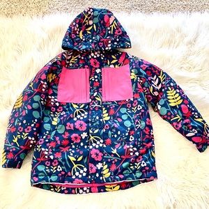 Hanna Andersson Water resistant Parka coat floral girls size 8